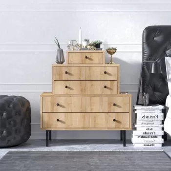 Comoda, Elegance, Tata, 80 x 40 x 85 cm, pal melaminat, stejar imagine