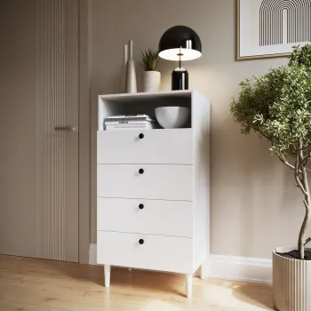 Comoda ELTAP, Dullum, 60x40x115 cm, MDF, alb imagine