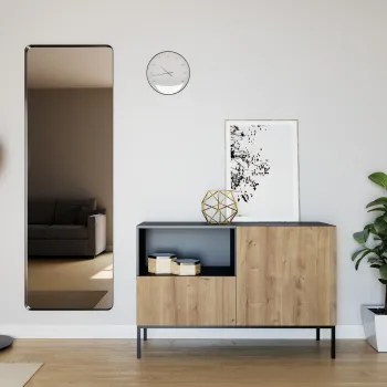 Comoda ELTAP, Lanzzi, 120x40x80 cm, MDF laminat, negru/stejar imagine