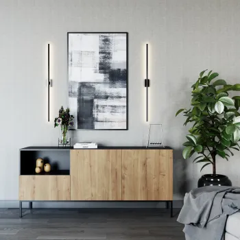 Comoda ELTAP, Lanzzi, 180x40x80 cm, MDF laminat, negru/stejar imagine