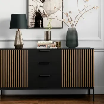 Comoda ELTAP, Meorati, 150x40x80 cm, PAL/ABS, negru/maro imagine