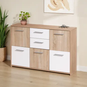 Comoda Elvezia, Inter Link, 114x30x77 cm, PAL/MDF, sonoma/alb imagine