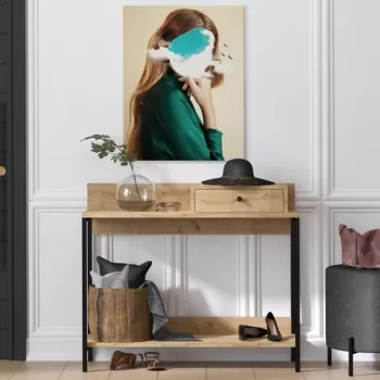 Comoda, Emerald, Alix, 100 x 87 x 35 cm, pal melaminat, stejar/negru imagine