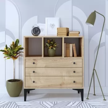 Comoda, Emerald, Nevada v2, 80 x 86 x 40 cm, pal melaminat, stejar imagine