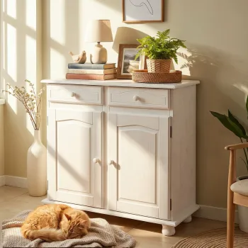 Comoda Lovi, Inter Link, 88x43x86 cm, lemn, alb imagine