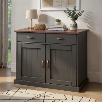 Comoda Luzerna 3.1, Inter Link, 90x45x86 cm, lemn, gri/sepia imagine