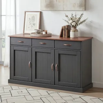Comoda Luzerna 4.1, Inter Link, 131x45x86 cm, lemn, gri/sepia imagine