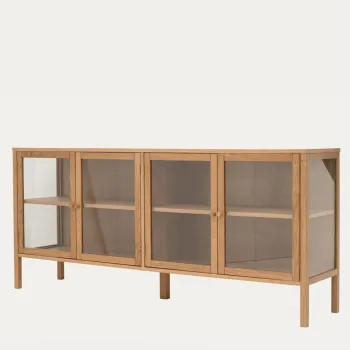 Comoda Magia, Homla, 180x40x80 cm, lemn/MDF/sticla temperata, natur imagine