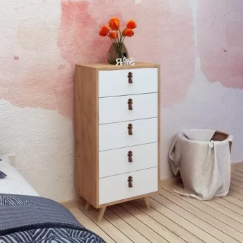 Comoda, Mod Design, Frenzu, 50 x 103 x 40 cm, pal melaminat, stejar/alb imagine