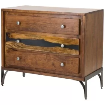 Comoda Mustang, Mauro Ferretti, 88x45x75 cm, lemn masiv de salcam, maro imagine