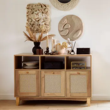 Comoda Notto, Homla, 110x35x72 cm, MDF/ratan, natur imagine