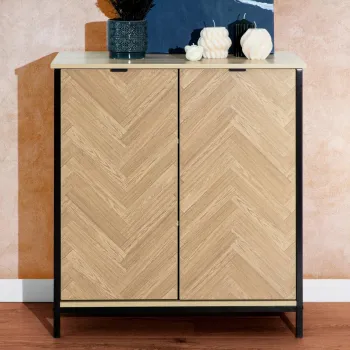 Comoda Swen, Homla, 80x40x88 cm, MDF/metal, natur imagine