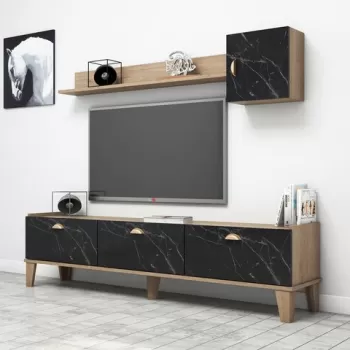 Comoda TV, Almaren, Sumer E4030, PAL, Stejar / Marmura imagine