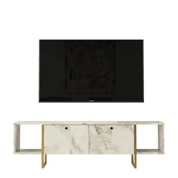 Comoda TV, Arcadia, Vg30-Ge, 160x47 cm, PAL, Alb/Auriu imagine