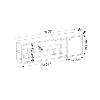 Comoda TV, Arnetti, Lissa Dolapli / Tv Stand, 160x30x48.6 cm, PAL, Safir / Negru imagine