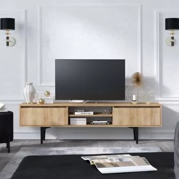 Comoda TV Artemis, Emerald, 150x40x47 cm, natural imagine