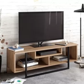 Comoda TV Asal, Zena Home, 119.4x35.2x40.2 cm, maro/negru imagine