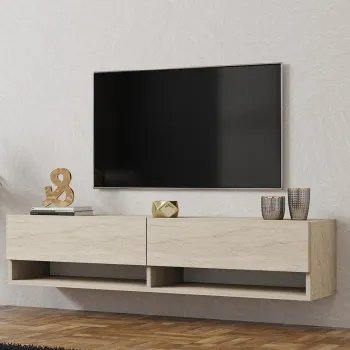 Comoda TV, Asse Home, Arges, 141x31x30 cm, PAL , Travertin imagine