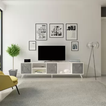 Comoda TV, Avva Home, Sinef, 180x45.7x29.5 cm, Alb / Antracit imagine