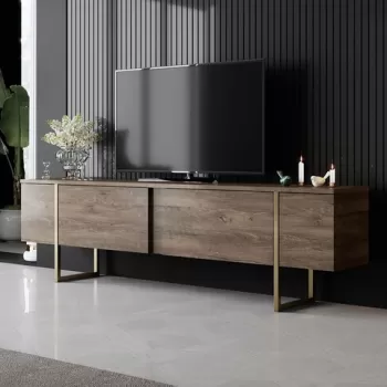 Comoda TV, Bexley, Luxe, 180x30x50 cm, Nuc / Aur imagine