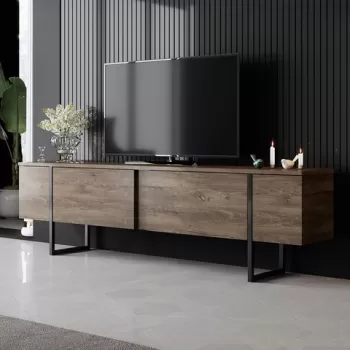 Comoda TV, Bexley, Luxe, 180x30x50 cm, Nuc / Negru imagine