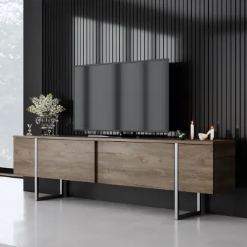 Comoda TV, Bexley, Luxe, 180x30x50 cm, PAL, Nuc / Argint imagine