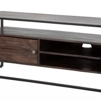 Comoda TV Burn, Mauro Ferretti, 120x40x55 cm, lemn masiv de salcam, maro imagine