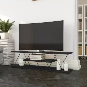 Comoda TV Canaz, Kalune Design, 120x30x33 cm, antracit/gri imagine