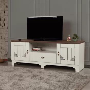 Comoda TV, Comforty, Gazel 140Lk, 140x52x41 cm, Alb/Maro imagine