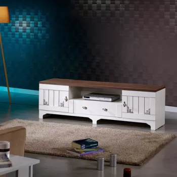 Comoda TV, Comforty, Gazel 170Lk, 170x52x45 cm, Alb/Maro imagine