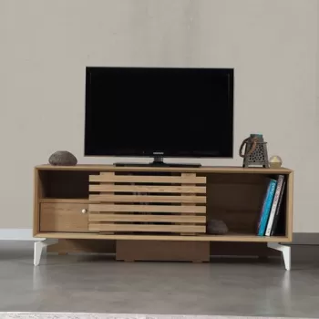 Comoda TV, Comforty, Lulu, 125 x 50 x 41 cm, pal melaminat, stejar imagine