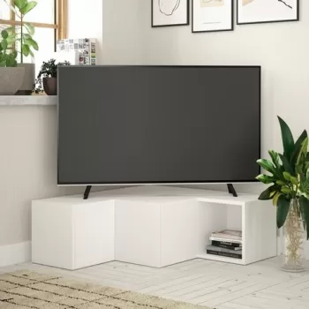 Comoda TV Compact, Decortie, 90x92x32 cm, alb imagine