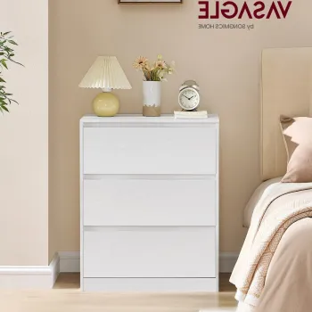Comoda TV cu 3 sertare Kailyn, Songmics, 60x40x75 cm, PAL/MDF, maro rustic/negru imagine