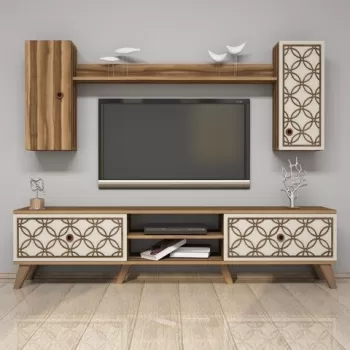 Comoda TV cu dulap Class S, Hommy Craft, crem/maro imagine