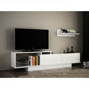 Comoda TV cu dulap, Wooden Art, Asos White imagine