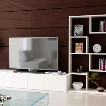 Comoda TV, Decorotika, Bare, 220x133.8x33.8 cm, Alb imagine