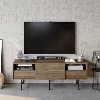 Comoda TV, Decorotika, Derin, Nuc / Negru imagine