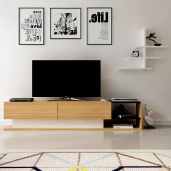 Comoda TV, Decorotika, Liza, Alb / Teak imagine