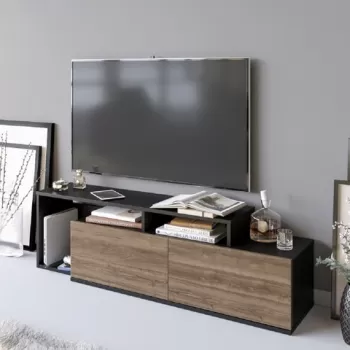 Comoda TV, Decorotika, Nexera, 149.8x42.9x35.3 cm, Nuc negru imagine