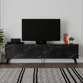 Comoda TV, Decortie, Dune, 180x50x29 cm, PAL, Negru imagine