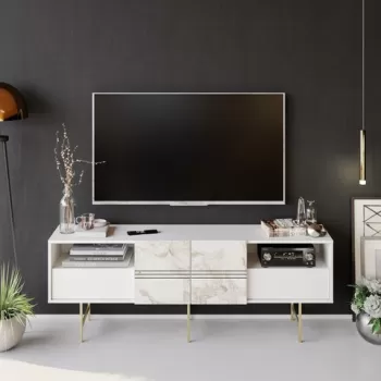 Comoda TV Derin, Decorotika, 180x37.1x64.7 cm, alb imagine