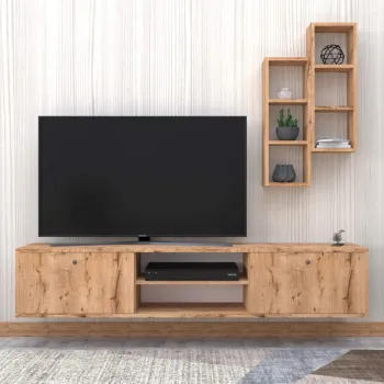 Comoda TV, Elegance, Nebula, 180x35x35 cm, PAL, Maro imagine