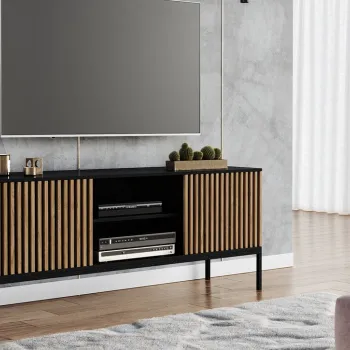 Comoda TV ELTAP, Meorati, 150x40x60 cm, PAL/ABS, negru/maro imagine