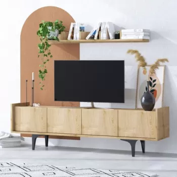 Comoda TV, Emerald, Cursa, 150x57x40 cm, Stejar safir imagine