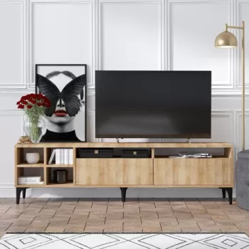 Comoda TV, Emerald, Eva, 180 x 52 x 35 cm, pal melaminat, stejar imagine