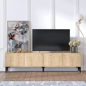 Comoda TV, Emerald, Nora, 180 x 50 x 35 cm, pal melaminat, stejar imagine