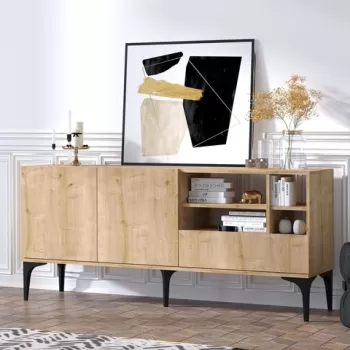 Comoda TV, Emerald, Orela, 180 x 80 x 40 cm, pal melaminat, stejar imagine