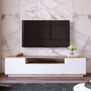 Comoda TV FR7 - AW, Locelso, 180x44.5x44.6 cm, natural/alb imagine