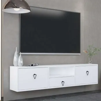 Comoda TV, Hanah Home, 1303-DROP-1, 140x30x30 cm, PAL , Alb/Negru imagine