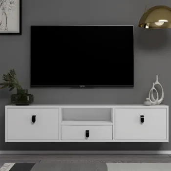 Comoda TV, Hanah Home, 1309-DROP-1, 140x30x30 cm, PAL , Alb imagine